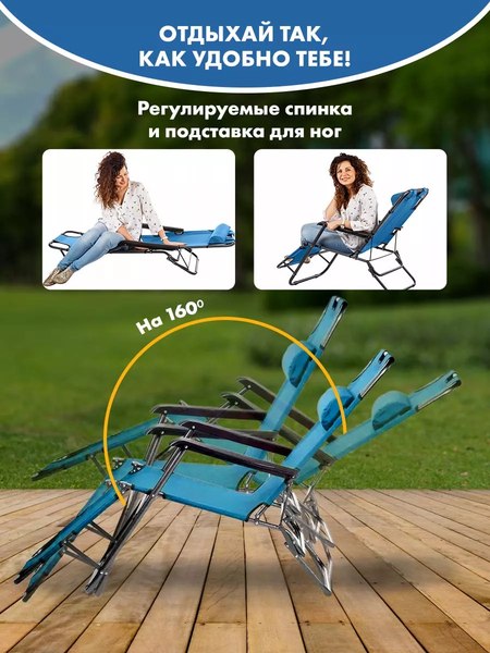 Купить Складной шезлонг Classmark Голубой в Жодино