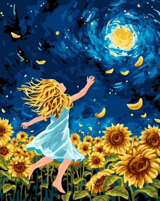 

Картина по номерам, Девочка в поле подсолнухов / GLA107