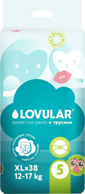 Подгузники-трусики детские Lovular Sweet Kiss XL 12-17кг (36шт) - 