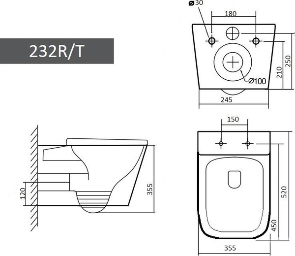 Купить Унитаз подвесной Grado GD-W232R в Барановичах