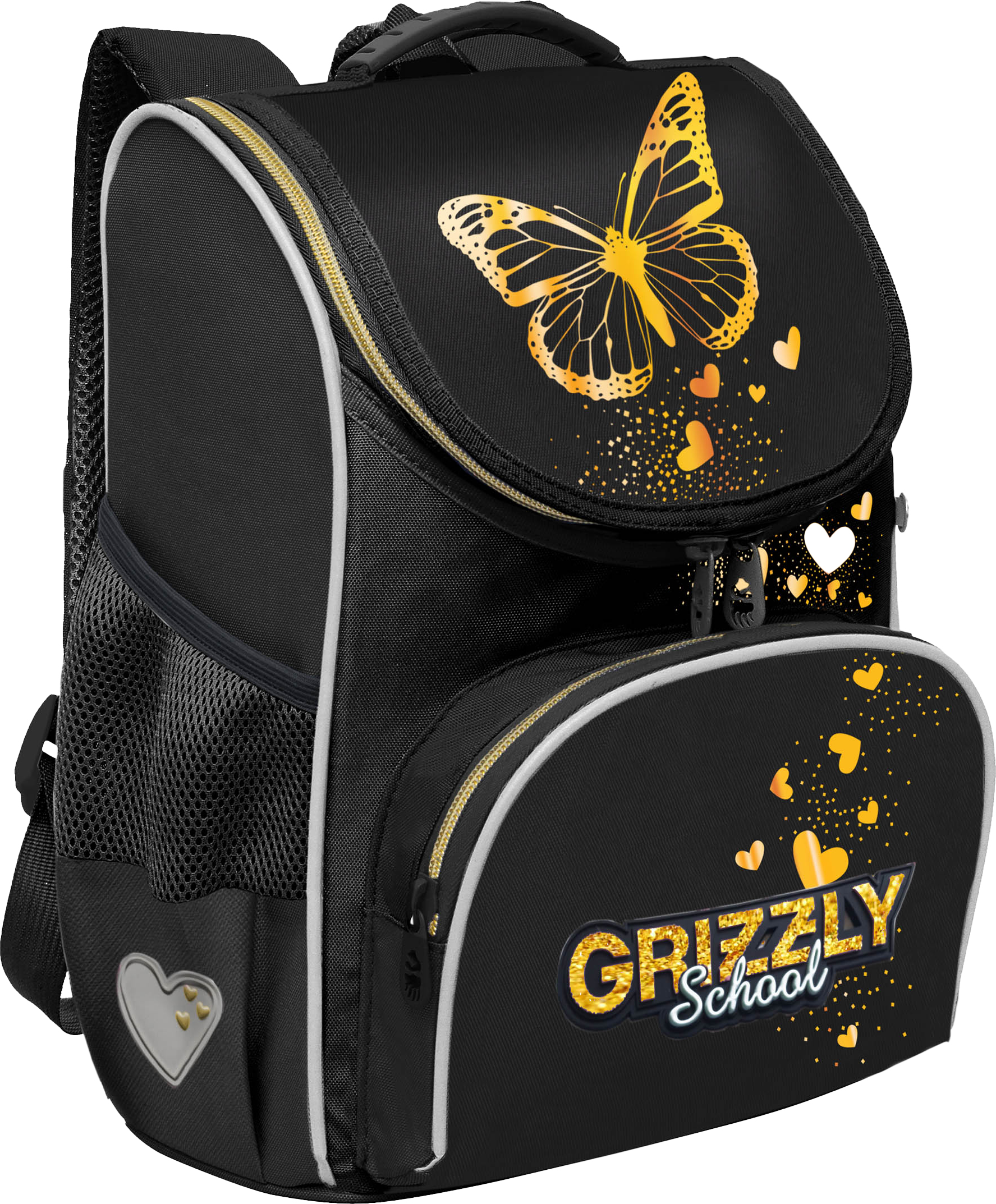 Школьный рюкзак Grizzly RAm-584-6 (черный/золотой)