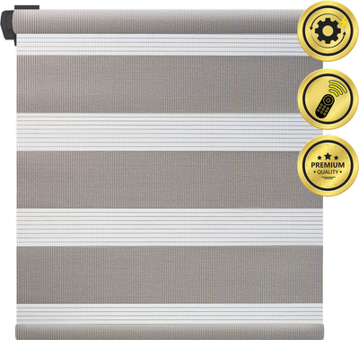 Рулонная электроштора НеоФьюжен Баланс 190х250 левая (серый, черная фурнитура) -