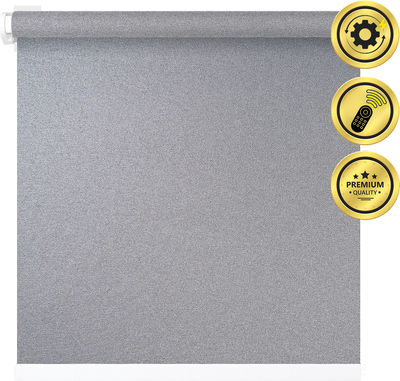 Рулонная электроштора НеоФьюжен Мегаполис 250х250 правая (серебристый, белая фурнитура) -