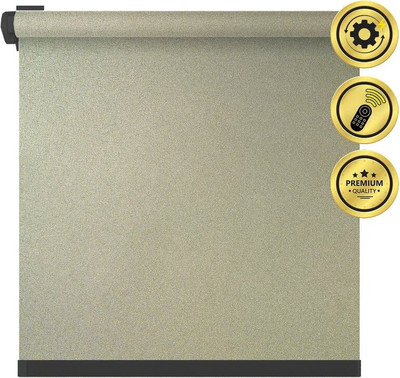 Рулонная электроштора НеоФьюжен Мегаполис 260х250 левая (золотистый, черная фурнитура) -