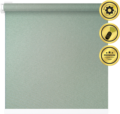 Рулонная электроштора НеоФьюжен Мегаполис 240х250 правая (зеленый, белая фурнитура) -