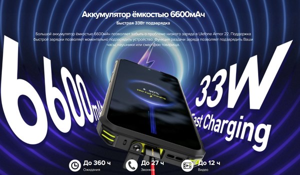 Смартфон Ulefone Armor 22 8GB/256GB (черный)