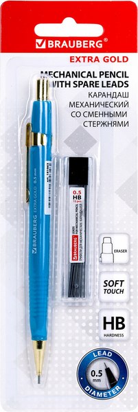 Механический карандаш Brauberg Extra Gold. С набором грифелей / 181964