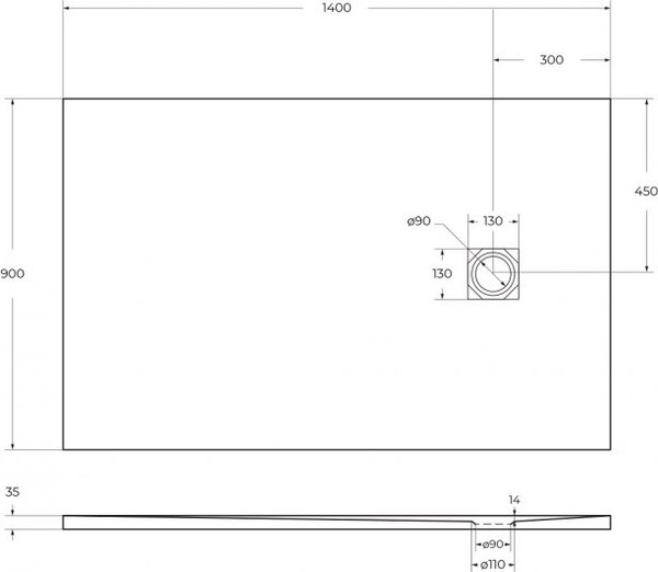 Купить Душевой поддон BelBagno TRAY-MR-UNO-AH-140/90-35-W-NO в Молодечно