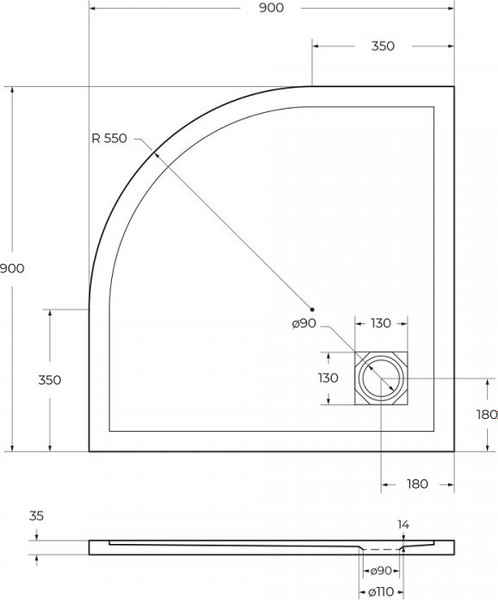 Купить Душевой поддон BelBagno TRAY-MR-UNO-R-90-550-35-W-BO в Бобруйске