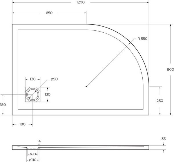 Купить Душевой поддон BelBagno TRAY-MR-UNO-RH-120/80-550-35-W-R-NO в Молодечно