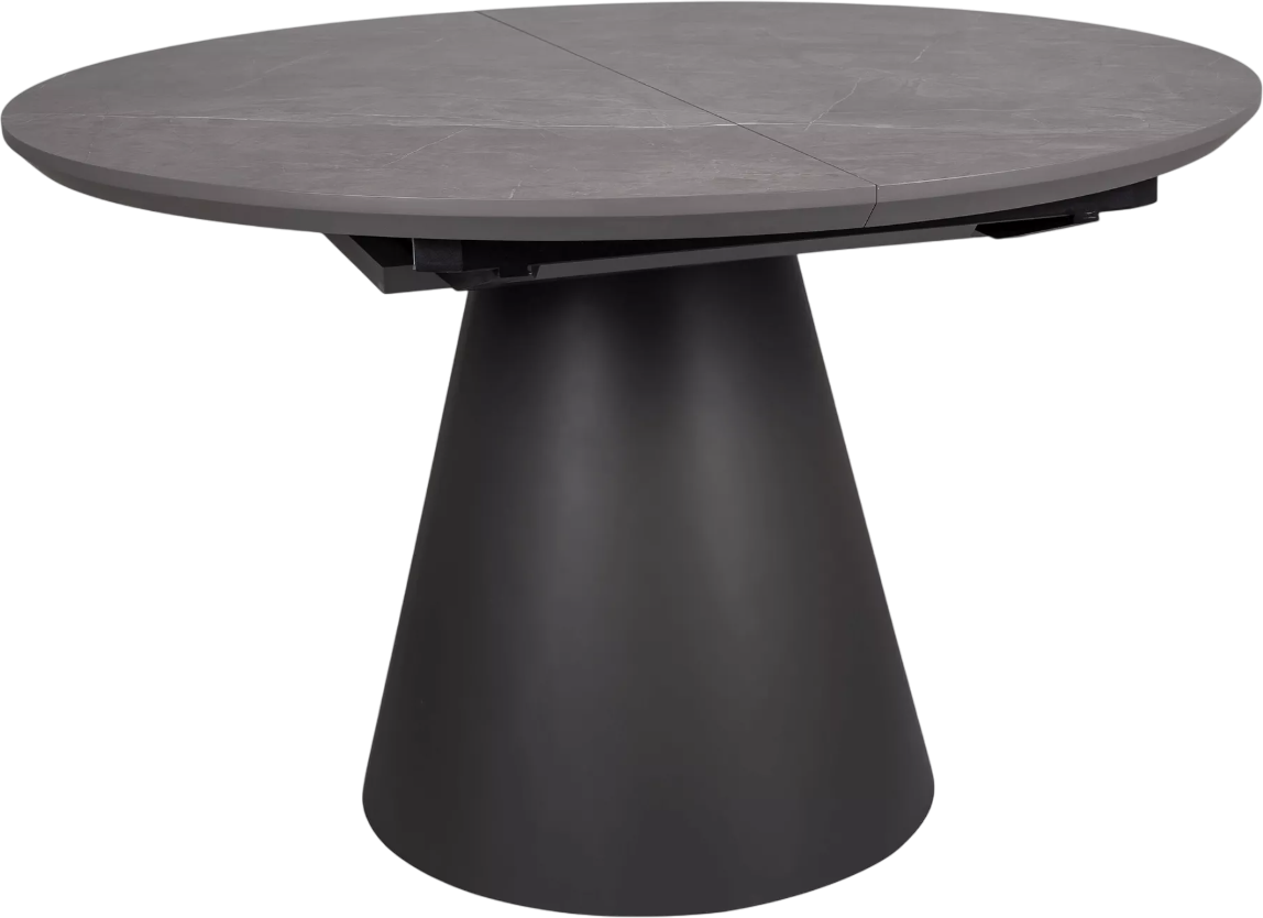 Обеденный стол Signal Angel II 120-160x120 (эффект серого мрамора/черный)