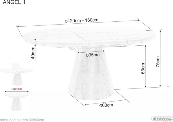 Купить Обеденный стол Signal Angel II 120-160x120 в Гродно
