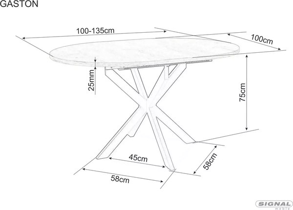 Купить Обеденный стол Signal Gaston Ceramic 100-135x100 в Бобруйске