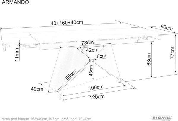 Купить Обеденный стол Signal Armando 160-240x90 в Гродно