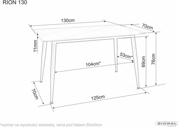Купить Обеденный стол Signal Rion 130x70x76 в Слуцке