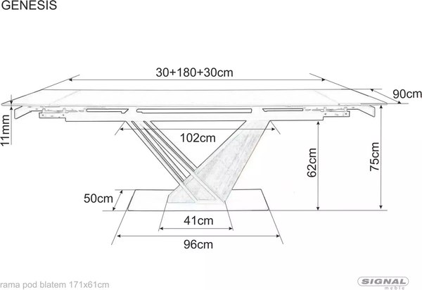 Купить Обеденный стол Signal Genesis Legno 180-240x90x75 в Слуцке