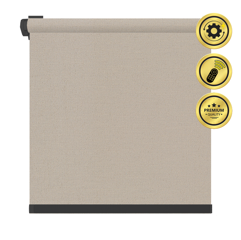 Рулонная электроштора НеоФьюжен Эден 200 210х200 левая (кварцевый, черная фурнитура)
