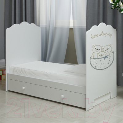 Детская кроватка VDK Love Sleeping маятник-ящик (белый)