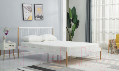Полуторная кровать Halmar Lemi 120x200 (белый/дуб натуральный)