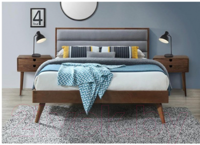 Двуспальная кровать Halmar Orlando 160x200 (серый/орех)
