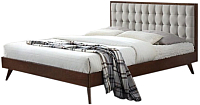 Двуспальная кровать Halmar Solomo 160x200  (бежевый/орех) - 