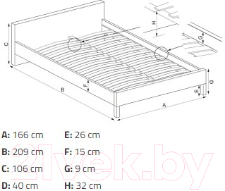 Купить Двуспальная кровать Halmar Solomo 160x200  