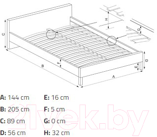 Полуторная кровать Halmar Violetta 140x200 (белый/черный)