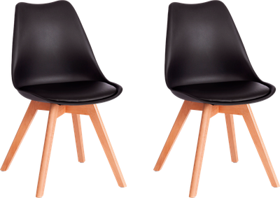 Набор стульев Tetchair Tulip дерево/пластик/экокожа (2шт, черный) - 