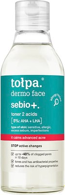 Тоник для лица Tolpa Dermo Face Sebio+ 2 кислоты (200мл) - 