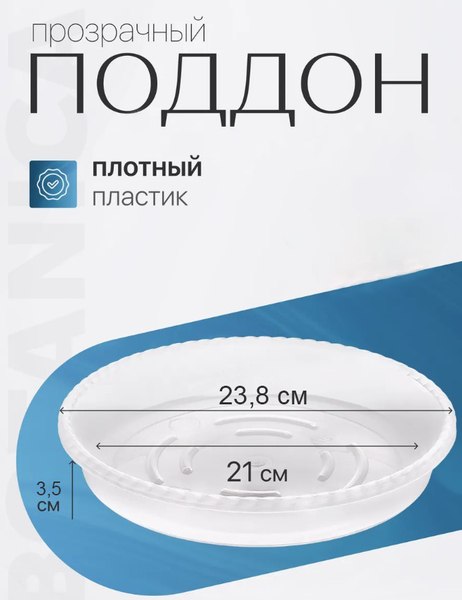 Поддон для вазона BOTANICA Круглый 22.8x3.5см (прозрачный)