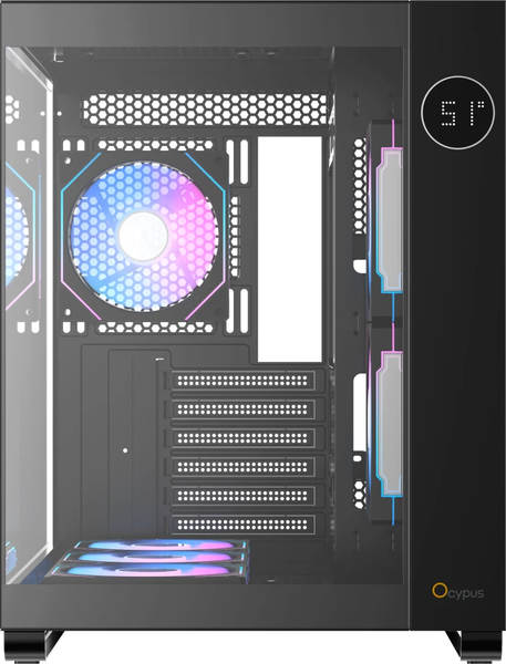 Корпус для компьютера Ocypus Iota C70 ARGB / Iota-C70-BKD600XX-GL (черный, без БП)