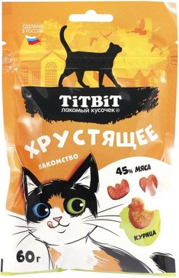 Лакомство для кошек TiTBiT Хрустящее с курицей / 25338 (60г) - 