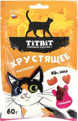 Лакомство для кошек TiTBiT Хрустящее с говядиной / 27479 (60г) - 