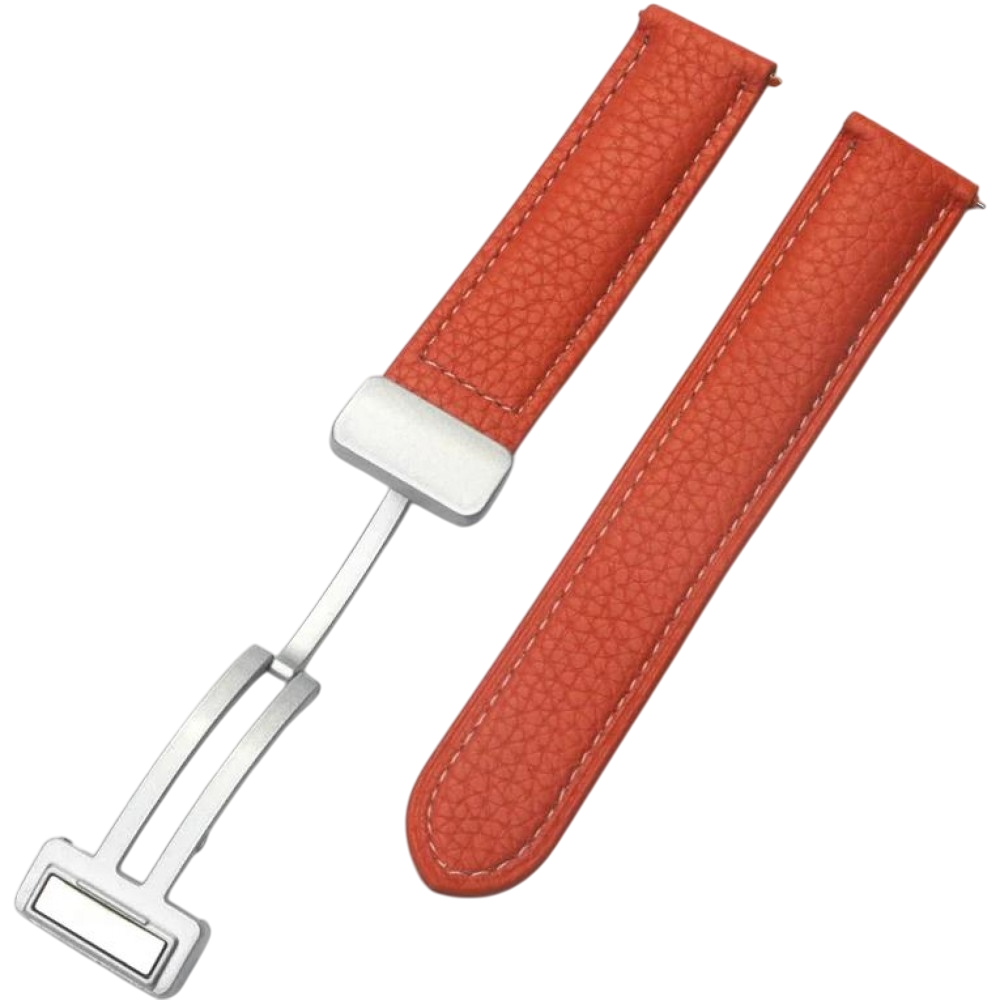 Ремешок для умных часов Rumi Flex Buckle 20мм (оранжевый/серебристая пряжка)