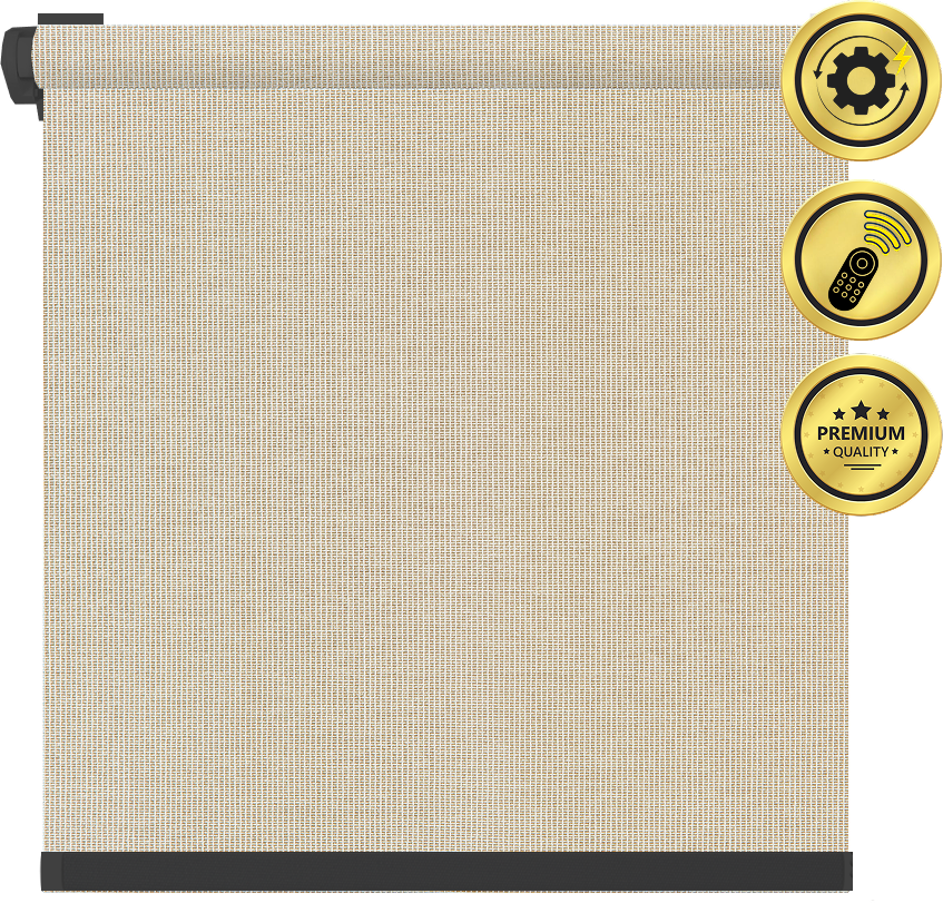Рулонная электроштора НеоФьюжен Эден 250 270х200 правая (серый лен, черная фурнитура)