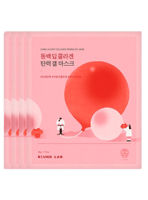 Набор масок для лица Round Lab Camellia Deep Collagen Firming Gel Mask (4x34г) - 
