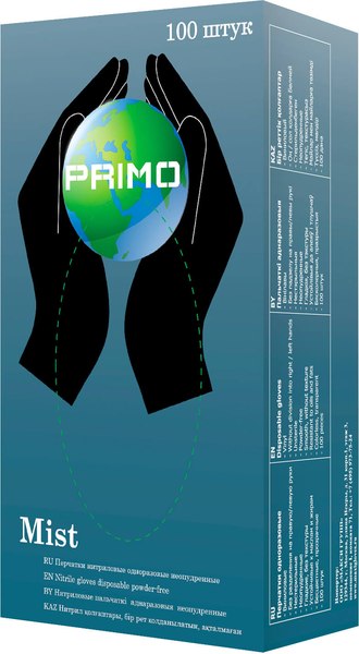 Перчатки одноразовые Primo Mist Nitrile неопудренные (М, 100шт, черный)