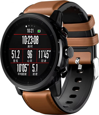 Ремешок для умных часов Rumi Comfort с силиконовой подкладкой 22мм (коричневый/черный) - 