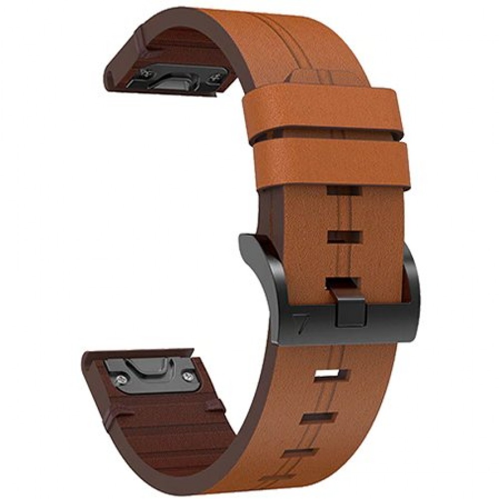 Ремешок для умных часов Rumi QuickFit Leather для Garmin Fenix 5/5s/5x/7s (20мм, коричневый)