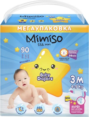 Подгузники детские Mimiso 3/М 4-9кг (90шт) - 