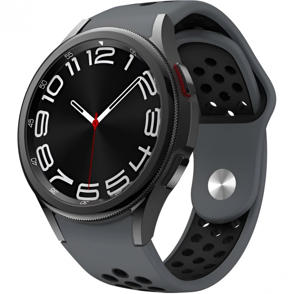 Ремешок для умных часов Rumi Sport N-style для Galaxy Watch 4/5/6/7/FE (темно-серый/черный)