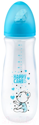 Бутылочка для кормления Happy Care Classic с силиконовой соской / 12111 (260мл, синий)
