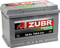Автомобильный аккумулятор Zubr Premium New R+ (80 А/ч) - 