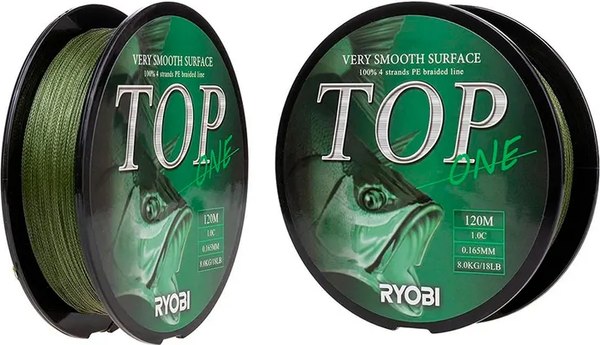 Леска плетеная Ryobi TOP PE4X-120M 1.0/d-0.165мм (Dark green)