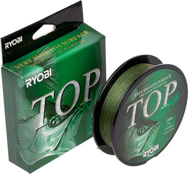Леска плетеная Ryobi TOP PE4X-120M 1.0/d-0.165мм (Dark green)