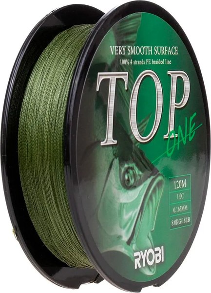 Леска плетеная Ryobi TOP PE4X-120M 1.0/d-0.165мм (Dark green)