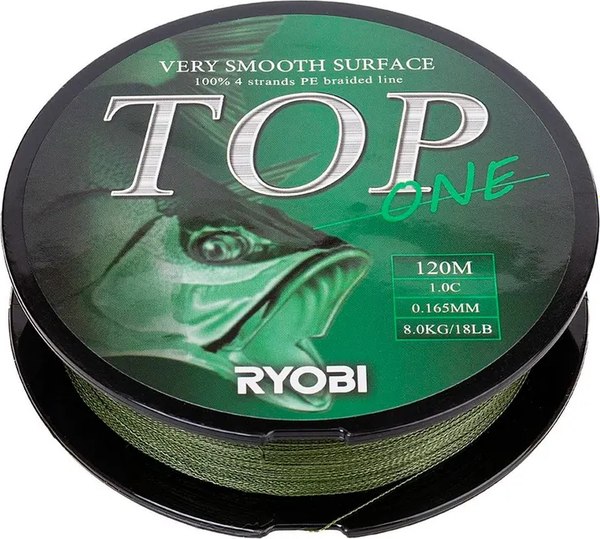 Леска плетеная Ryobi TOP PE4X-120M 1.0/d-0.165мм (Dark green)