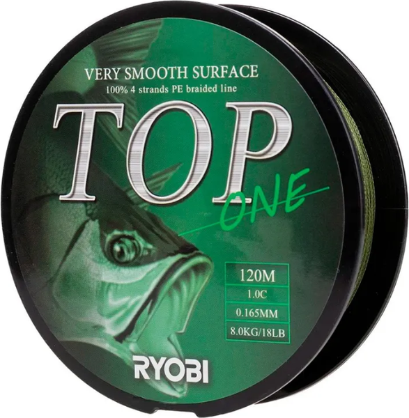 Леска плетеная Ryobi TOP PE4X-120M 1.0/d-0.165мм (Dark green)