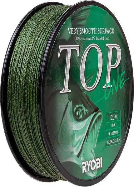 Леска плетеная Ryobi TOP PE4X-120M 10,0/d-0.523мм (Dark green)