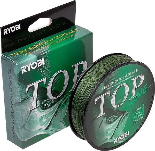 Леска плетеная Ryobi TOP PE4X-120M 10,0/d-0.523мм (Dark green)